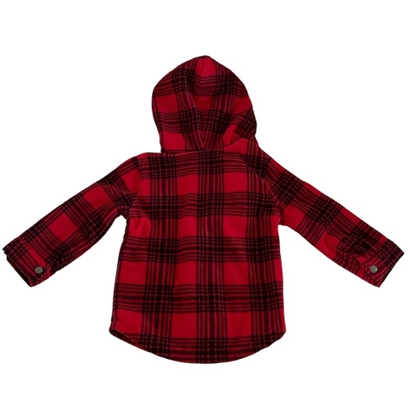 Old Navy Red & Black Plaid Snap Button Hooded Jacket Baby Girl 18-24 Months - Picture 5 of 13